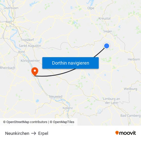 Neunkirchen to Erpel map