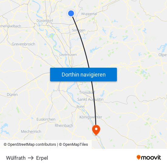 Wülfrath to Erpel map
