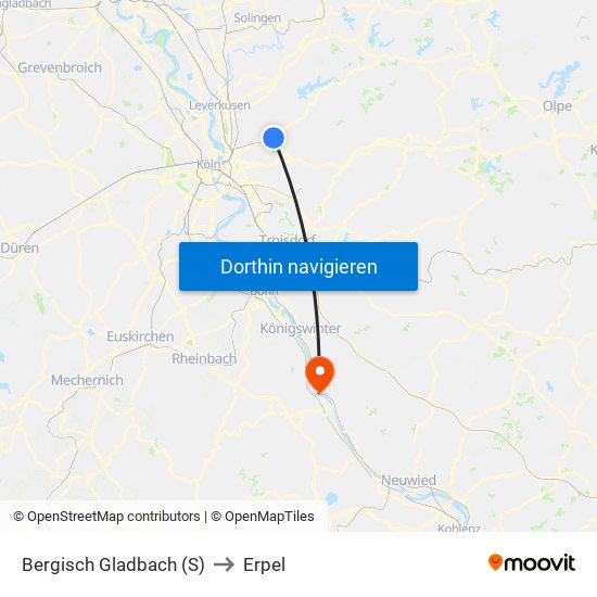 Bergisch Gladbach (S) to Erpel map