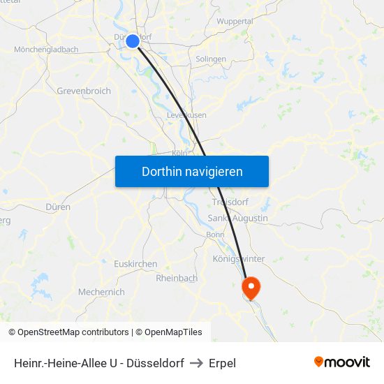 Heinr.-Heine-Allee U - Düsseldorf to Erpel map