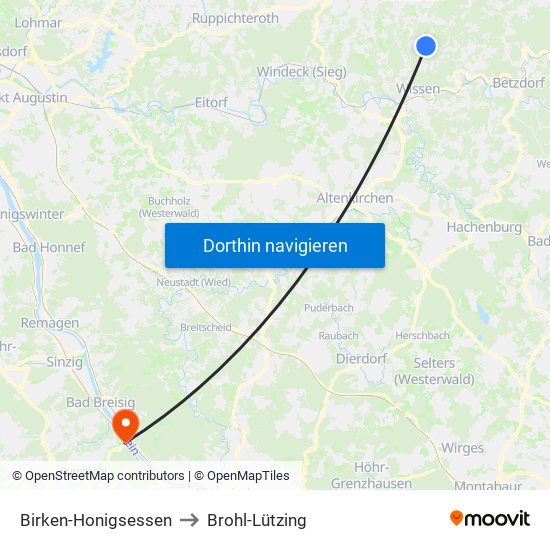 Birken-Honigsessen to Brohl-Lützing map