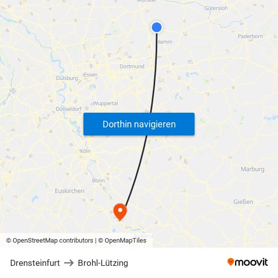 Drensteinfurt to Brohl-Lützing map