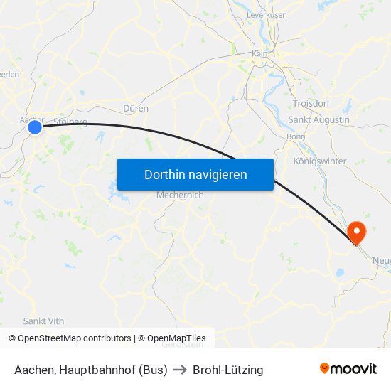 Aachen, Hauptbahnhof (Bus) to Brohl-Lützing map