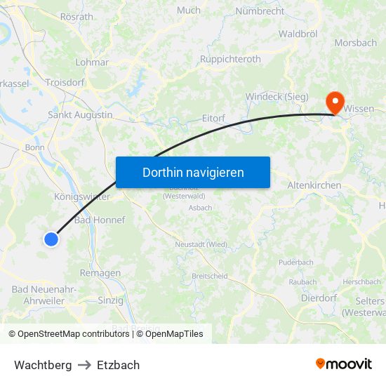 Wachtberg to Etzbach map