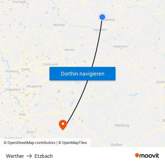 Werther to Etzbach map