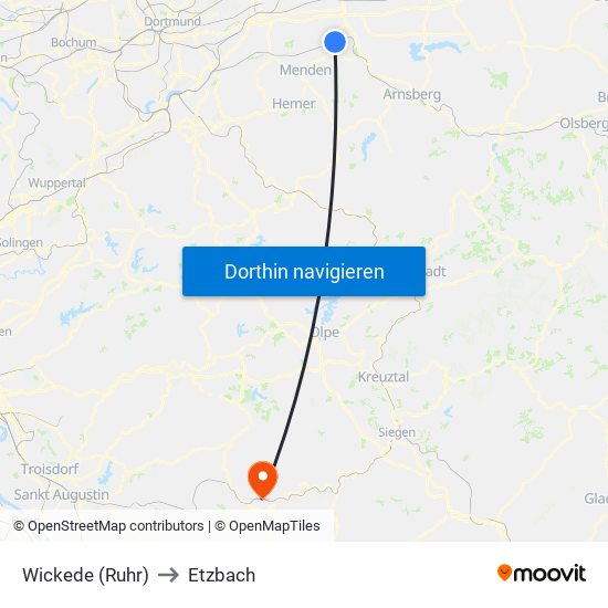 Wickede (Ruhr) to Etzbach map