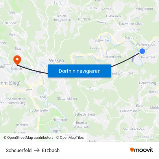 Scheuerfeld to Etzbach map