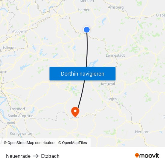 Neuenrade to Etzbach map