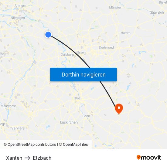 Xanten to Etzbach map