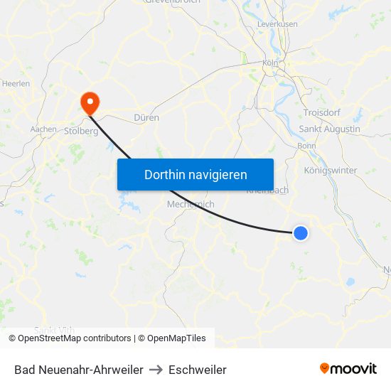 Bad Neuenahr-Ahrweiler to Eschweiler map