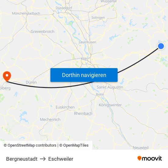 Bergneustadt to Eschweiler map