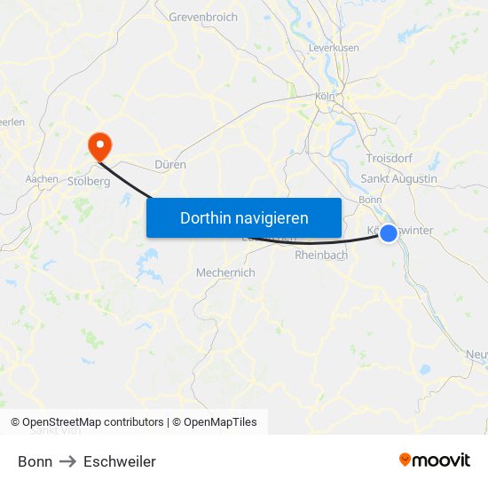 Bonn to Eschweiler map