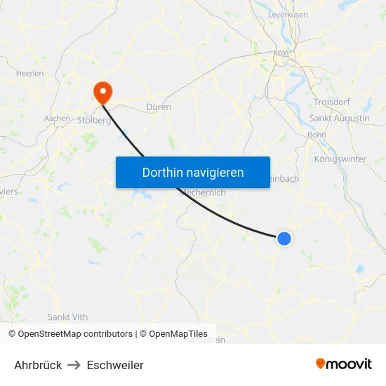 Ahrbrück to Eschweiler map