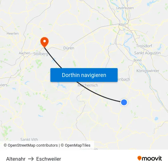 Altenahr to Eschweiler map
