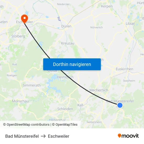 Bad Münstereifel to Eschweiler map