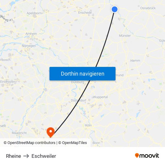 Rheine to Eschweiler map