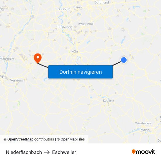 Niederfischbach to Eschweiler map