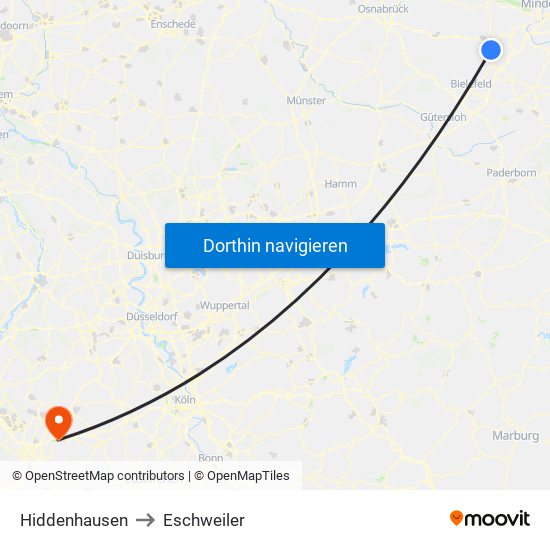 Hiddenhausen to Eschweiler map