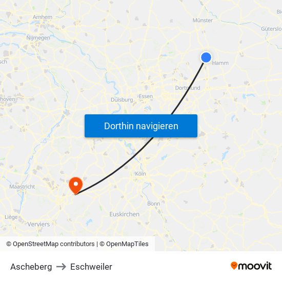 Ascheberg to Eschweiler map