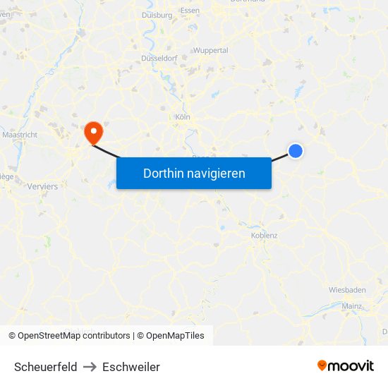 Scheuerfeld to Eschweiler map