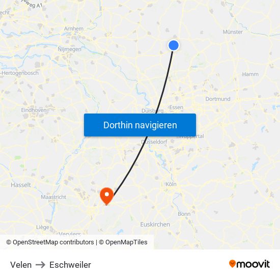 Velen to Eschweiler map