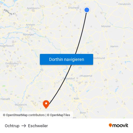 Ochtrup to Eschweiler map