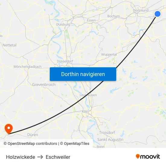 Holzwickede to Eschweiler map
