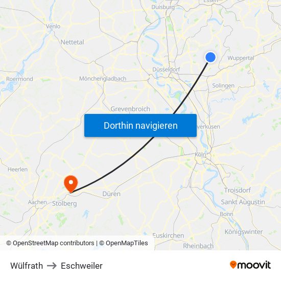 Wülfrath to Eschweiler map
