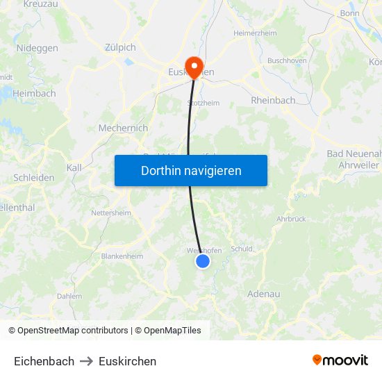 Eichenbach to Euskirchen map