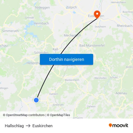 Hallschlag to Euskirchen map