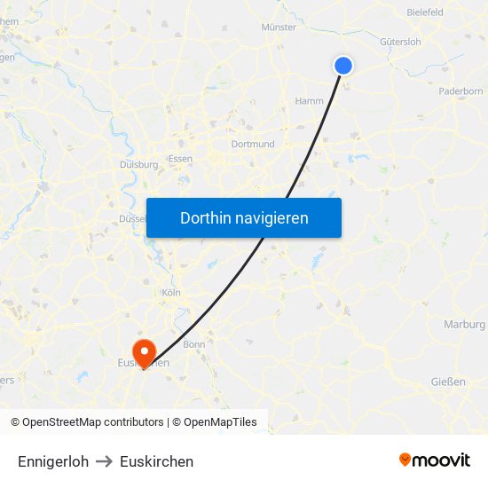 Ennigerloh to Euskirchen map