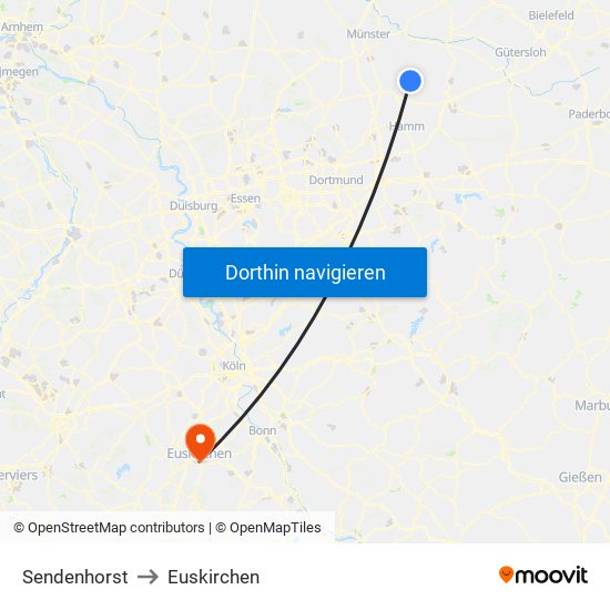 Sendenhorst to Euskirchen map