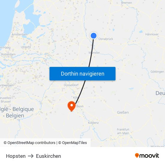 Hopsten to Euskirchen map