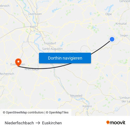 Niederfischbach to Euskirchen map