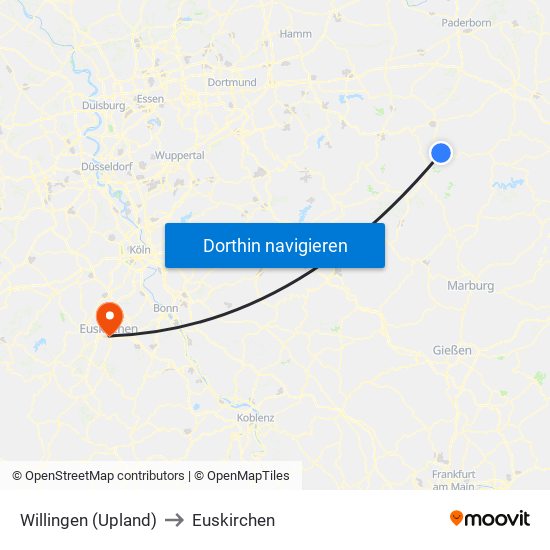 Willingen (Upland) to Euskirchen map