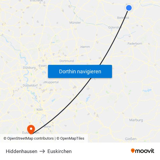 Hiddenhausen to Euskirchen map