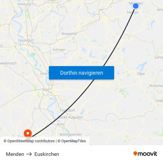 Menden to Euskirchen map