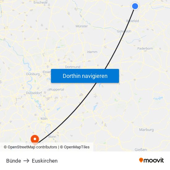 Bünde to Euskirchen map