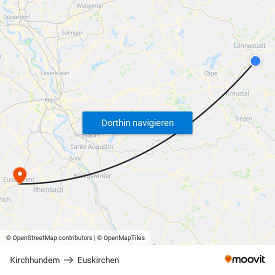 Kirchhundem to Euskirchen map