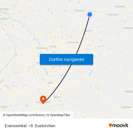 Everswinkel to Euskirchen map