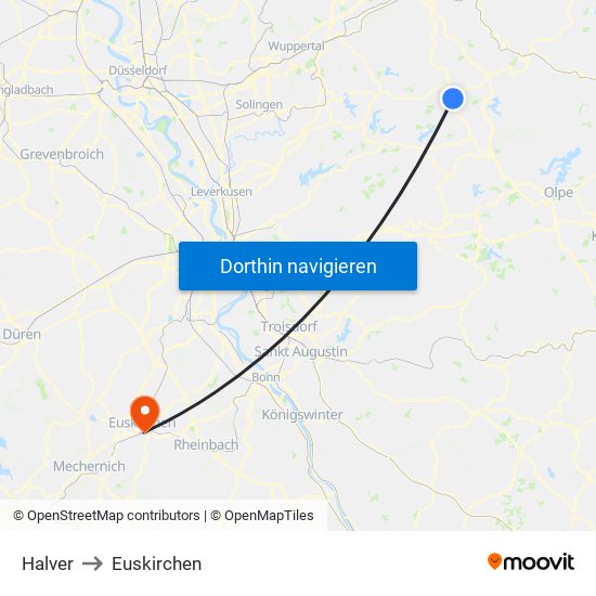 Halver to Euskirchen map