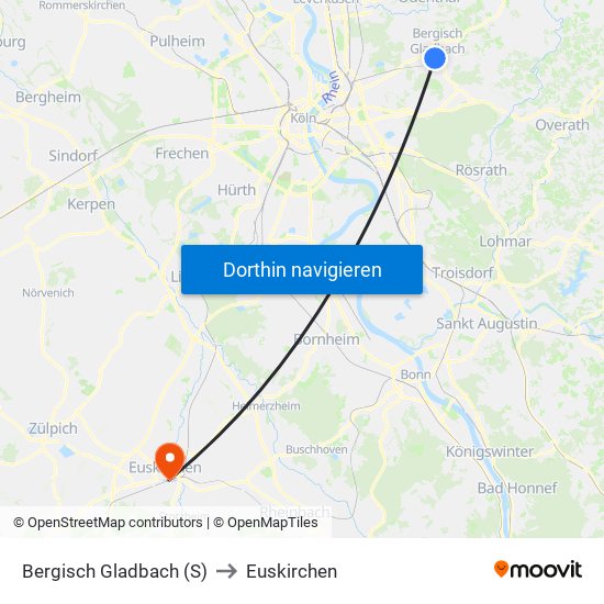 Bergisch Gladbach (S) to Euskirchen map