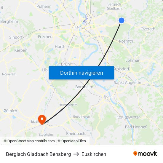 Bergisch Gladbach Bensberg to Euskirchen map