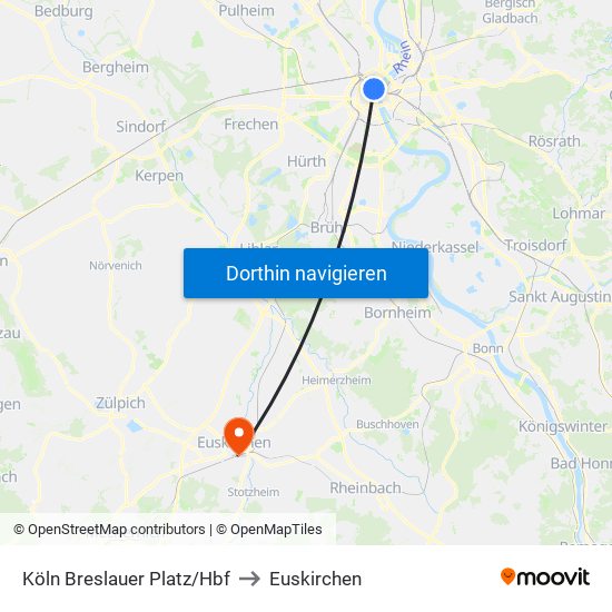 Köln Breslauer Platz/Hbf to Euskirchen map