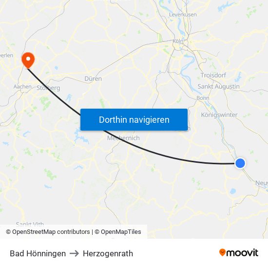 Bad Hönningen to Herzogenrath map