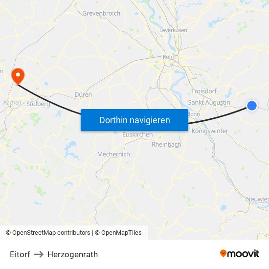 Eitorf to Herzogenrath map