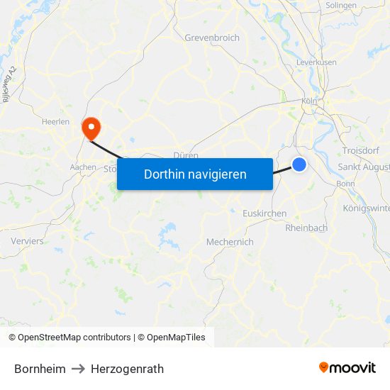 Bornheim to Herzogenrath map