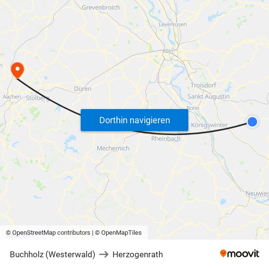 Buchholz (Westerwald) to Herzogenrath map