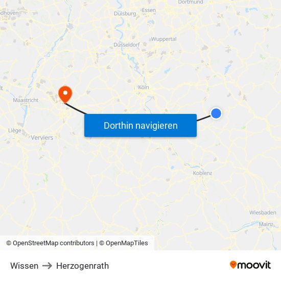 Wissen to Herzogenrath map