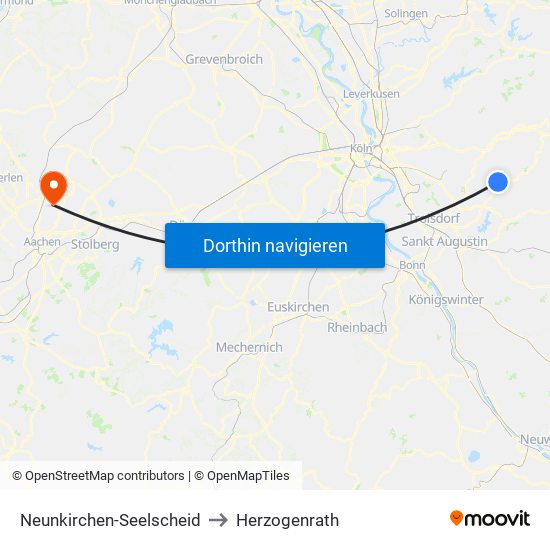 Neunkirchen-Seelscheid to Herzogenrath map